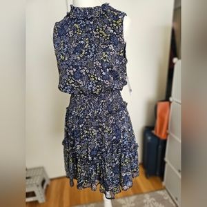NWT 1. State Navy Floral Ruffle Dress Small